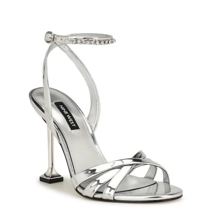 Noras Dress Sandals Silver Women Nine West Heeled Noras Dress Sandals Silver Women Nine West Heeled