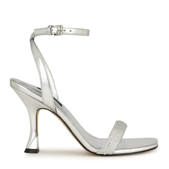 Nyrah Ankle Strap Sandals Silver Women Nine West Sandals