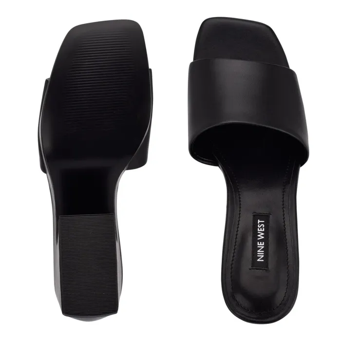Oklee Platform Slide Sandals Black Women Nine West Casual