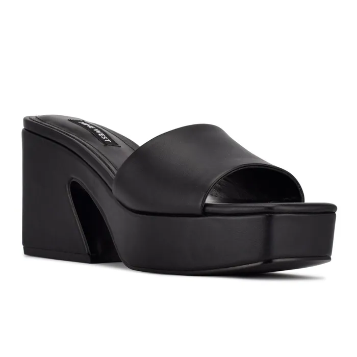 Oklee Platform Slide Sandals Black Women Nine West Casual