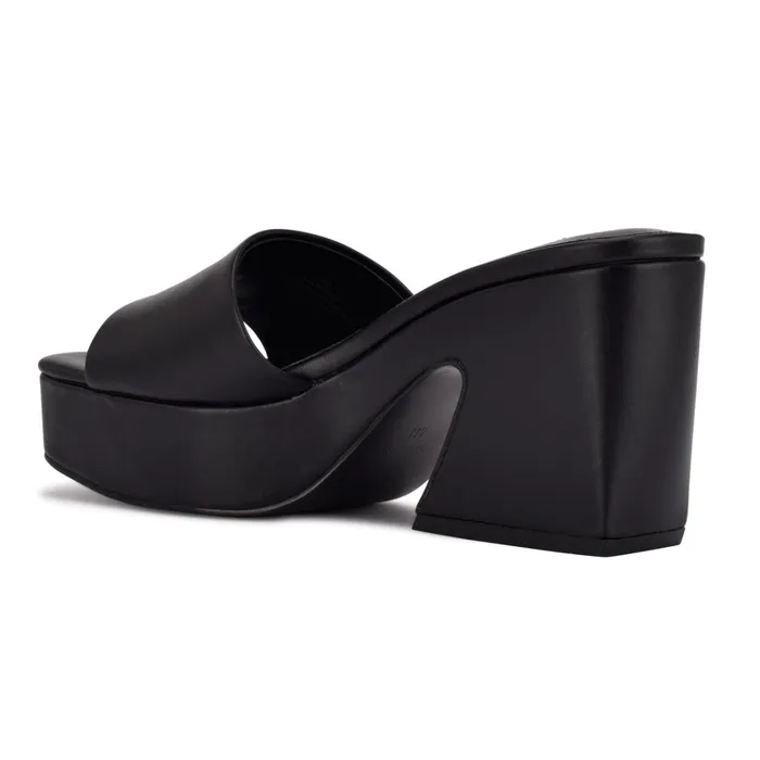 Oklee Platform Slide Sandals Black Women Nine West Casual