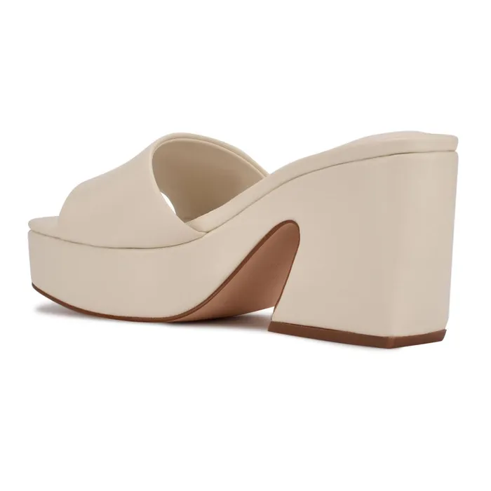 Oklee Platform Slide Sandals Chic Cream Women Nine West Wedges