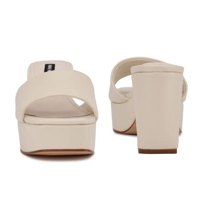 Oklee Platform Slide Sandals Chic Cream Women Nine West Wedges