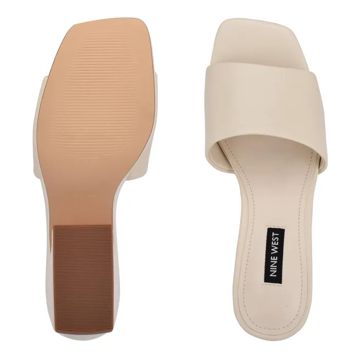 Oklee Platform Slide Sandals Chic Cream Women Nine West Wedges