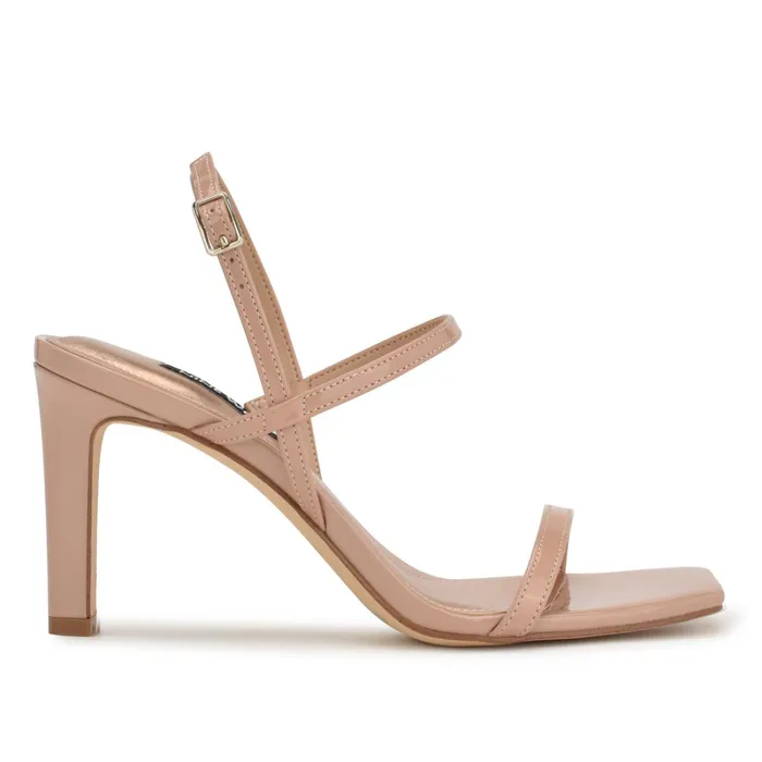 Olah Heeled Slingback Sandals Barely Nude Patent Women Nine West Mid Heels
