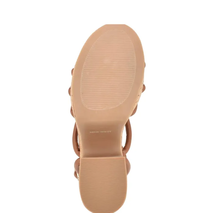 Olander Knotted Platform Sandals Dark Natural Women Nine West Wedges
