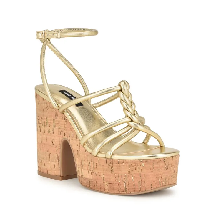 Olander Knotted Platform Sandals Platino Women Nine West Platforms Olander Knotted Platform Sandals Platino Women Nine West Platforms