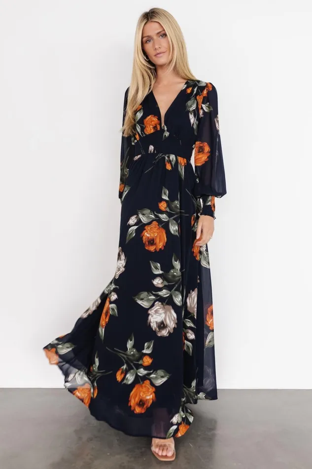 Olivia Maxi Dress Midnight Navy Floral Women Baltic Born Maxi Dresses