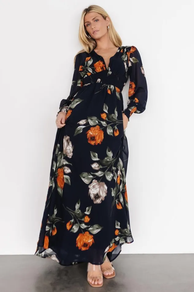 Olivia Maxi Dress Midnight Navy Floral Women Baltic Born Maxi Dresses