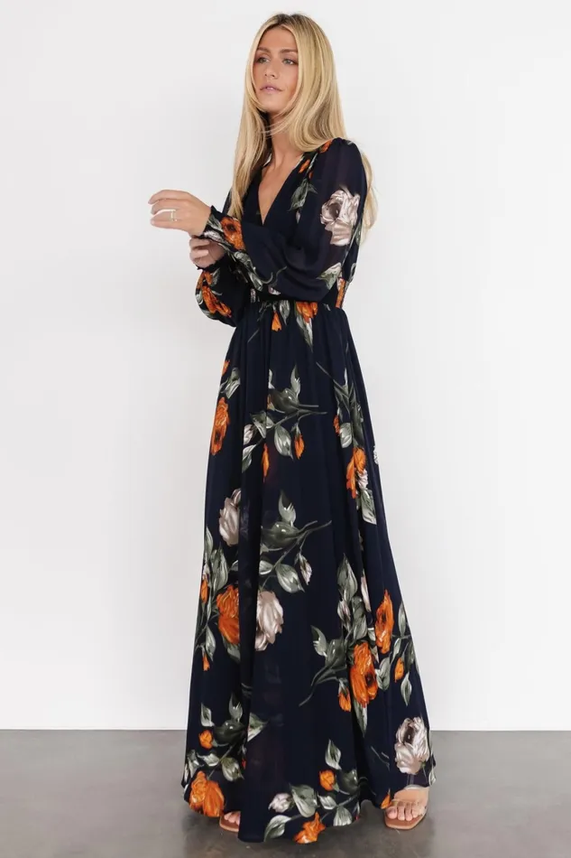 Olivia Maxi Dress Midnight Navy Floral Women Baltic Born Maxi Dresses