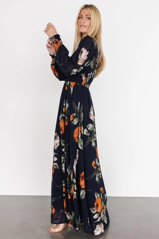 Olivia Maxi Dress Midnight Navy Floral Women Baltic Born Maxi Dresses