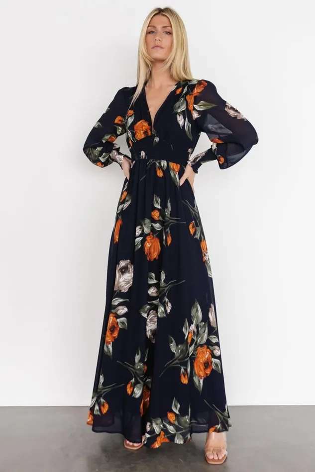 Olivia Maxi Dress Midnight Navy Floral Women Baltic Born Maxi Dresses