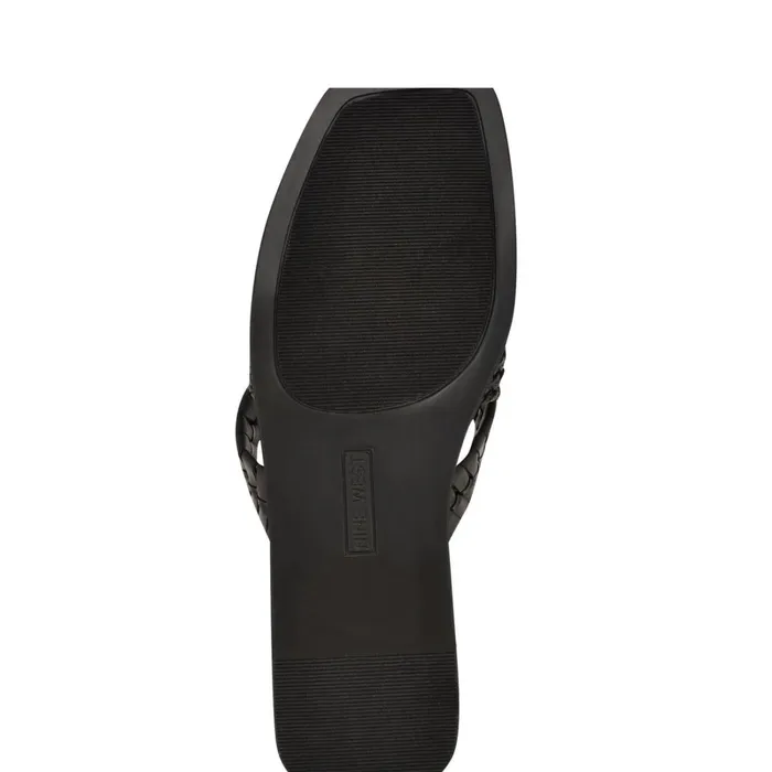 Olson Knotted Flat Slide Sandals Black Women Nine West Flats