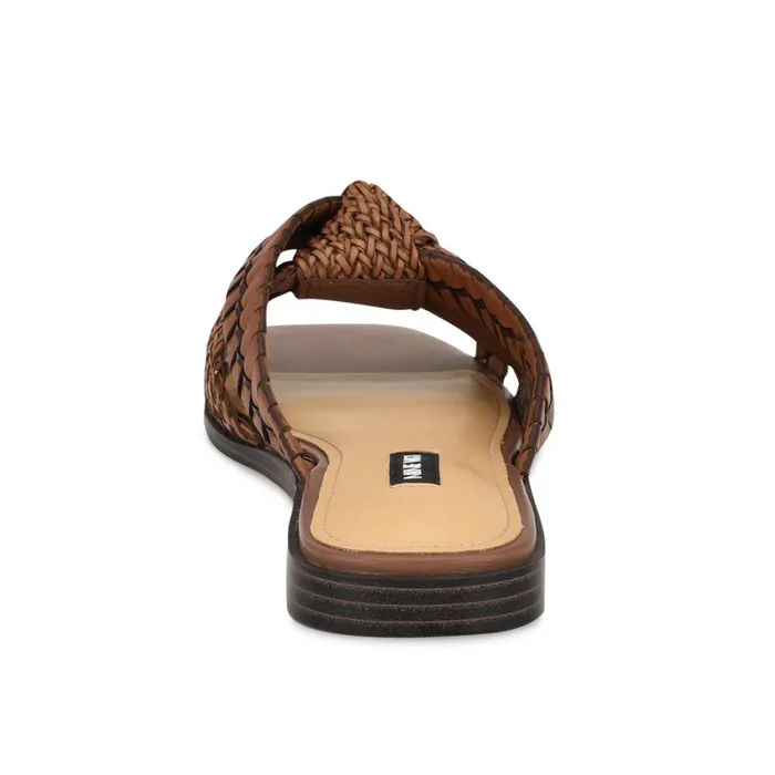 Olson Knotted Flat Slide Sandals Brown Women Nine West Casual