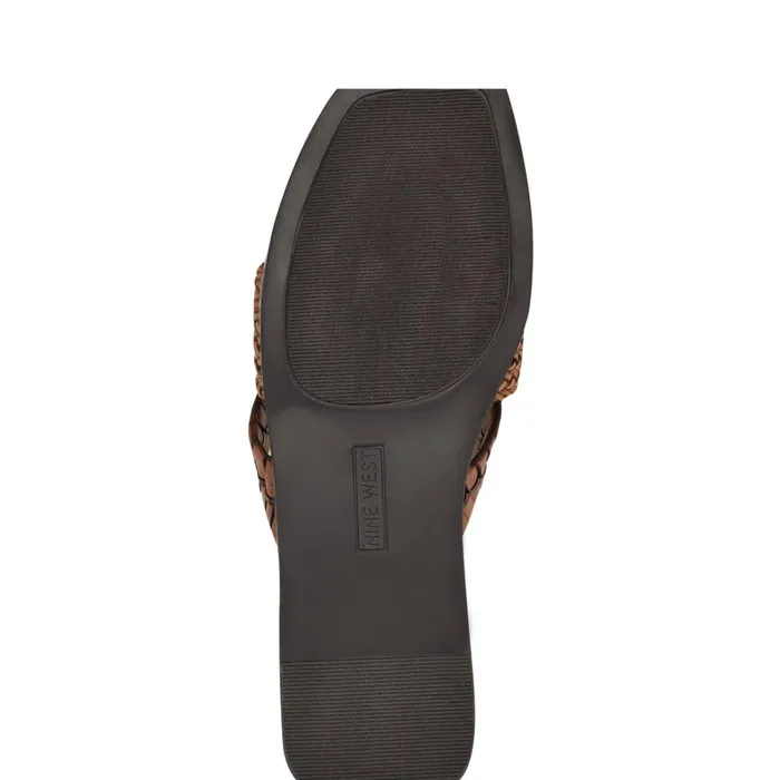 Olson Knotted Flat Slide Sandals Brown Women Nine West Casual