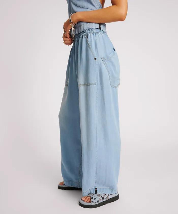 One Teaspoon Bottoms SOFT BLUE TENCEL PARACHUTE PANTS 8211 Women One Teaspoon Bottoms SOFT BLUE TENCEL PARACHUTE PANTS 8211 Women