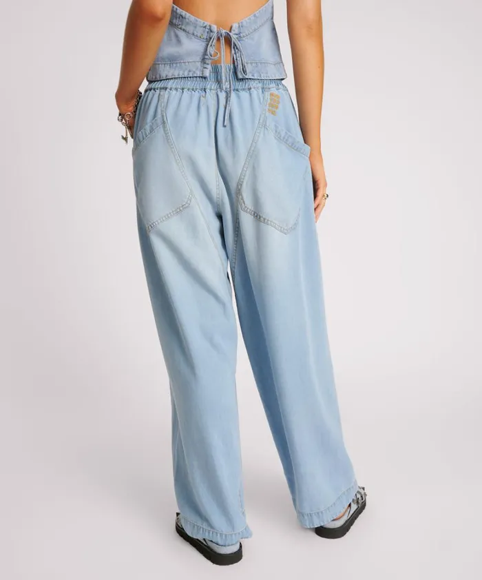 One Teaspoon Bottoms SOFT BLUE TENCEL PARACHUTE PANTS 8211 Women One Teaspoon Bottoms SOFT BLUE TENCEL PARACHUTE PANTS 8211 Women