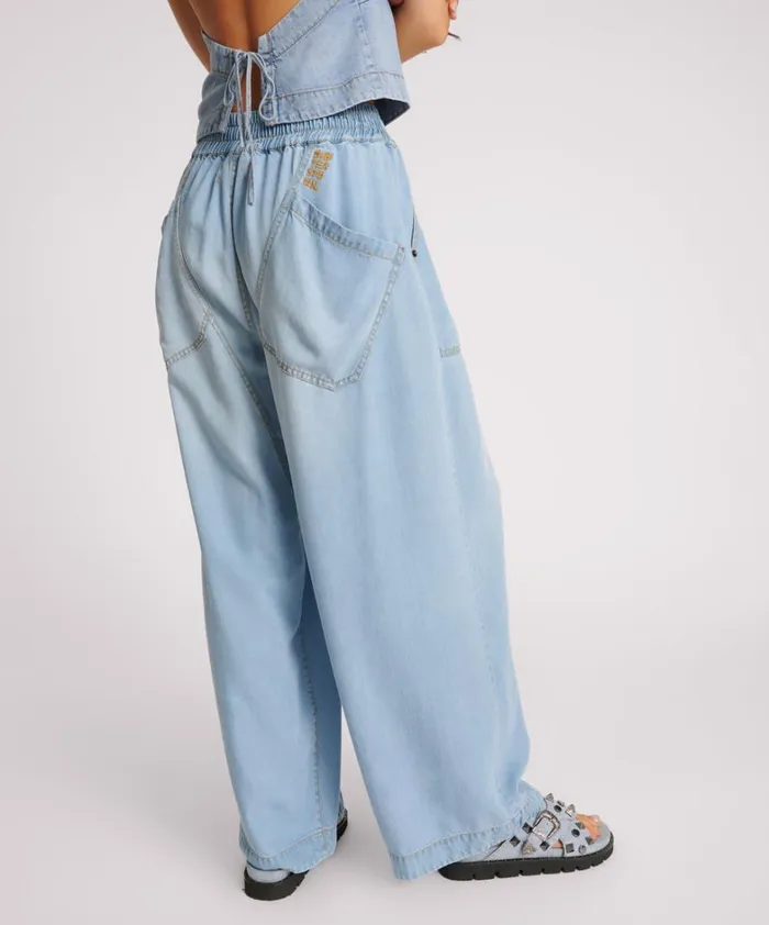 One Teaspoon Bottoms SOFT BLUE TENCEL PARACHUTE PANTS 8211 Women One Teaspoon Bottoms SOFT BLUE TENCEL PARACHUTE PANTS 8211 Women