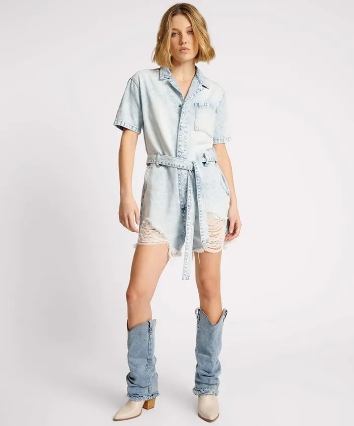 One Teaspoon Denim Jumpsuits DEPECHE BLUE NIGHT MOVERS DENIM JUMPSUIT 8211 Women