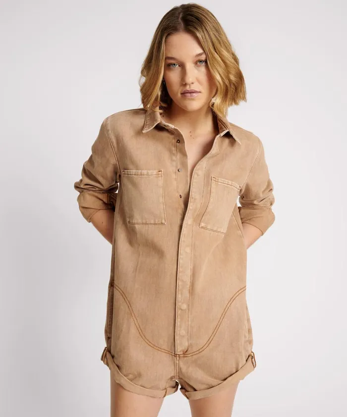 One Teaspoon Denim Jumpsuits GOLD EARTH PROPHECY JUMPSUIT 8211 Women One Teaspoon Denim Jumpsuits GOLD EARTH PROPHECY JUMPSUIT 8211 Women