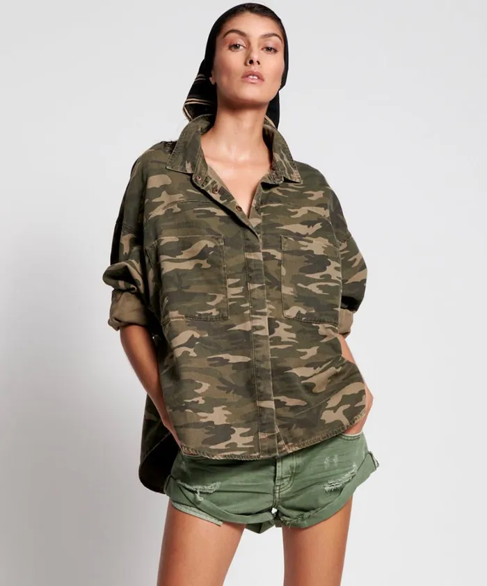 One Teaspoon Denim Tops CAMO LONG SLEEVE DARIA SHIRT 8211 Women