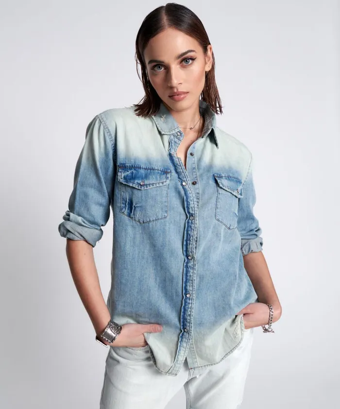 One Teaspoon Denim Tops HEARTLAND TATTOO COBRA DENIM SHIRT 8211 Women