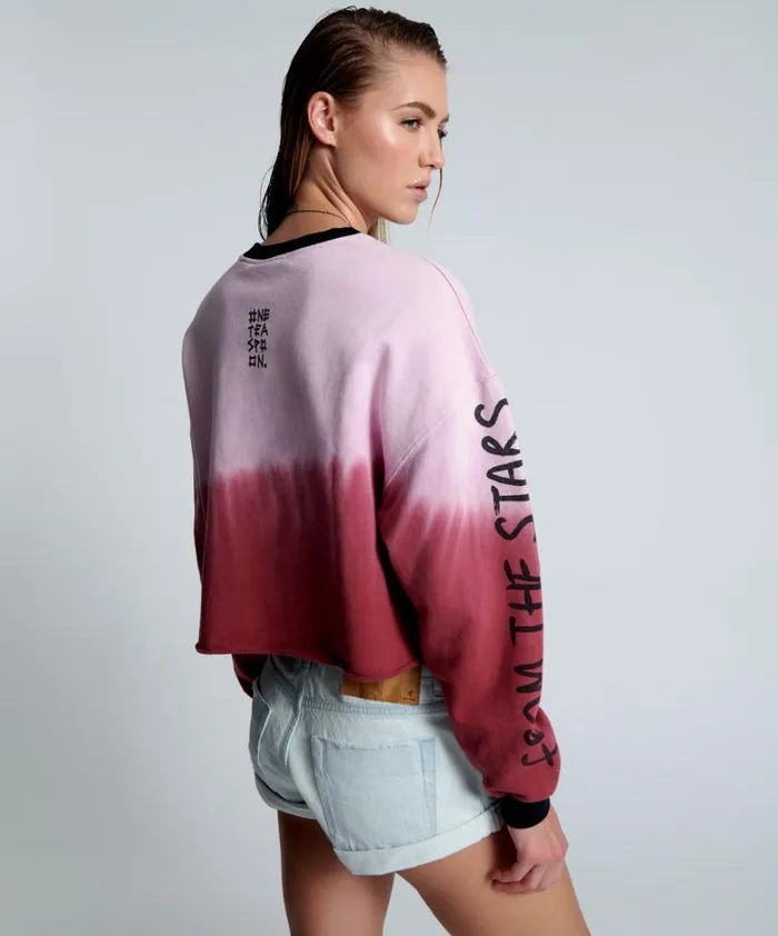 One Teaspoon Hoodies And Sweats FROM THE STARS DIPPED CROPPED SWEATER 8211 Women One Teaspoon Hoodies And Sweats FROM THE STARS DIPPED CROPPED SWEATER 8211 Women
