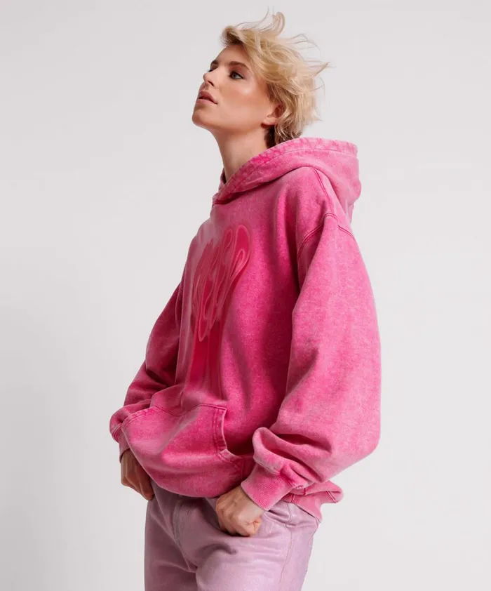 One Teaspoon Hoodies And Sweats PINK ACID SPEED LONGLINE HOODY 8211 Women One Teaspoon Hoodies And Sweats PINK ACID SPEED LONGLINE HOODY 8211 Women