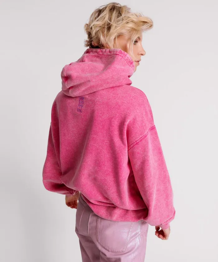 One Teaspoon Hoodies And Sweats PINK ACID SPEED LONGLINE HOODY 8211 Women One Teaspoon Hoodies And Sweats PINK ACID SPEED LONGLINE HOODY 8211 Women