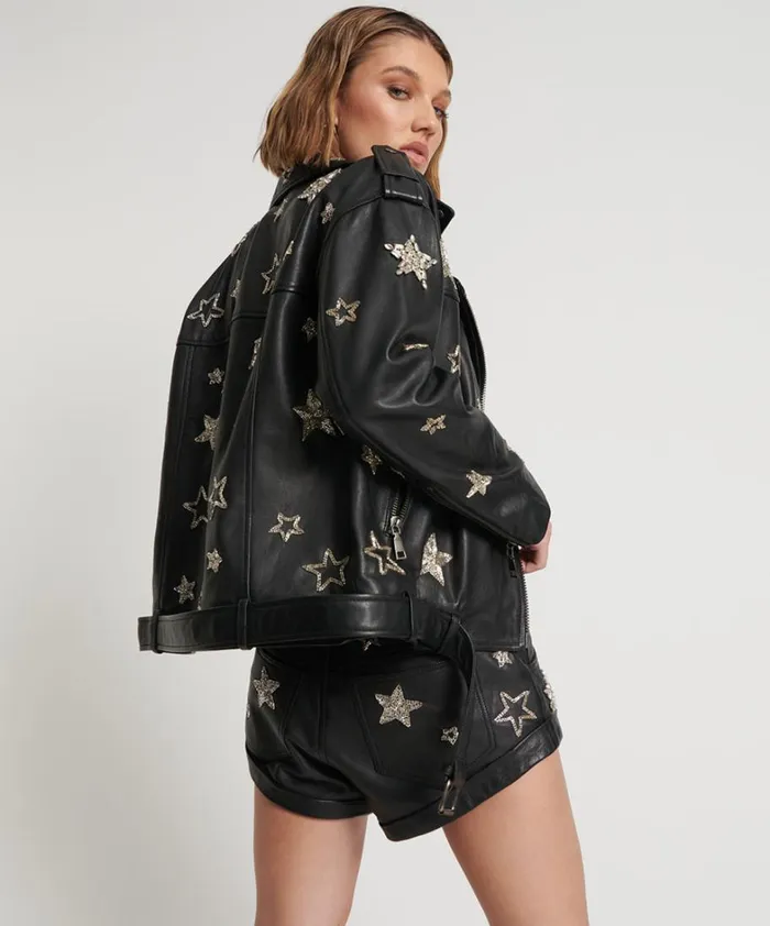 One Teaspoon Jackets ALL STAR HAND EMBELLISHED LEATHER JACKET 8211 Women One Teaspoon Jackets ALL STAR HAND EMBELLISHED LEATHER JACKET 8211 Women