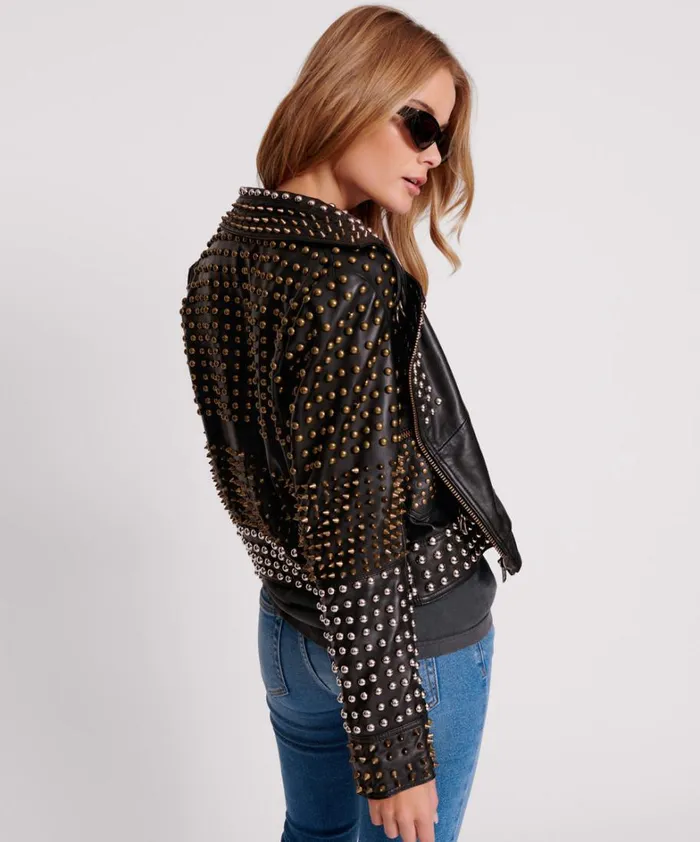 One Teaspoon Jackets BLACK HELLRAISER STUDDED CROP LEATHER MOTO JACKET 8211 Women One Teaspoon Jackets BLACK HELLRAISER STUDDED CROP LEATHER MOTO JACKET 8211 Women
