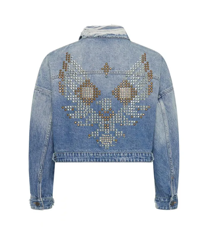 One Teaspoon Jackets EAGLE STUDDED CROPPED DENIM JACKET 8211 Women One Teaspoon Jackets EAGLE STUDDED CROPPED DENIM JACKET 8211 Women