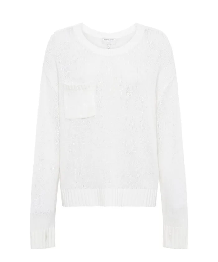 One Teaspoon Knitwear CLASSIC POCKET CHUNKY KNIT SWEATER WHITE 8211 Women