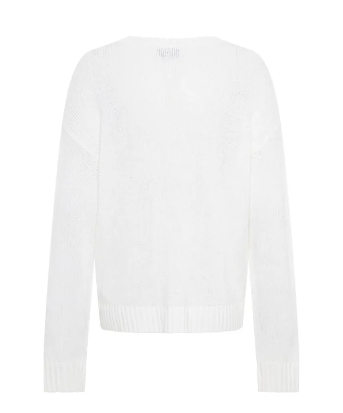 One Teaspoon Knitwear CLASSIC POCKET CHUNKY KNIT SWEATER WHITE 8211 Women