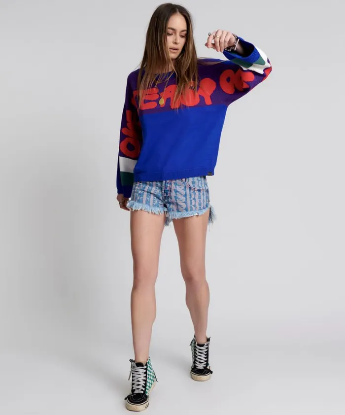 One Teaspoon Knitwear COLLEGE GRAFFITI KNIT SWEATER 8211 Women One Teaspoon Knitwear COLLEGE GRAFFITI KNIT SWEATER 8211 Women