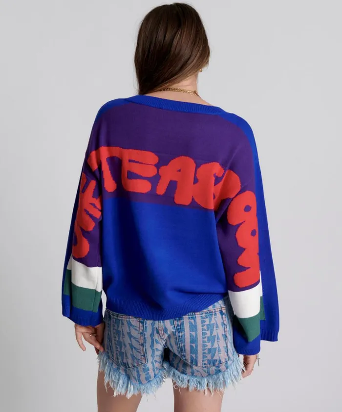 One Teaspoon Knitwear COLLEGE GRAFFITI KNIT SWEATER 8211 Women One Teaspoon Knitwear COLLEGE GRAFFITI KNIT SWEATER 8211 Women