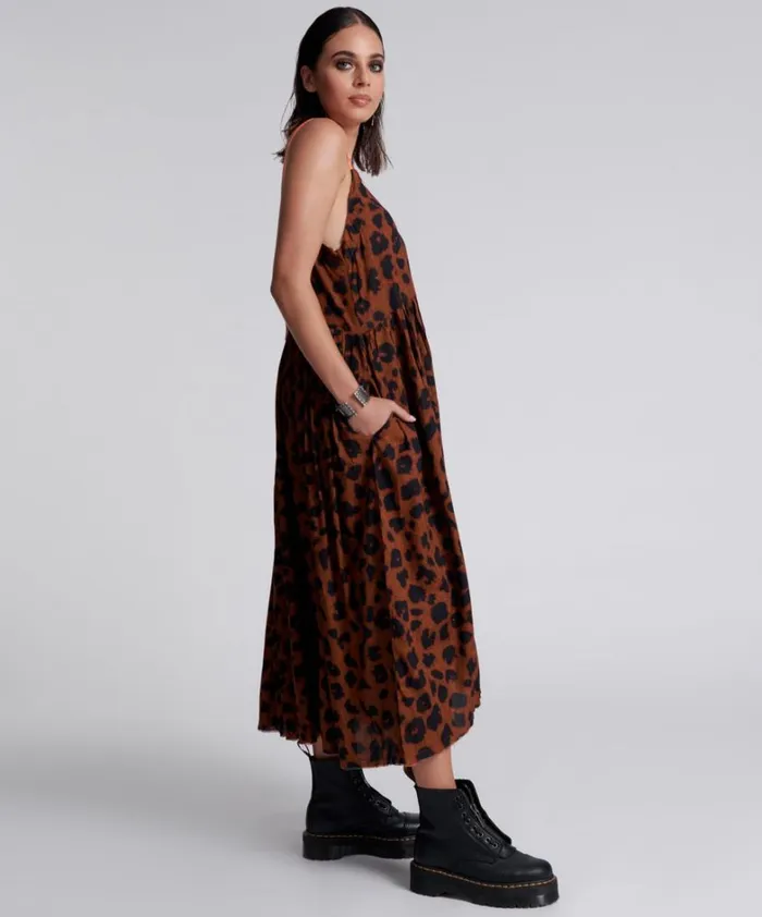 One Teaspoon Midi and Maxi Dresses ANIMAL ANARCHY RUNAWAY SLIP DRESS 8211 Women