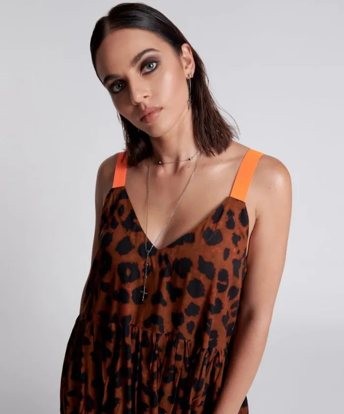 One Teaspoon Midi and Maxi Dresses ANIMAL ANARCHY RUNAWAY SLIP DRESS 8211 Women