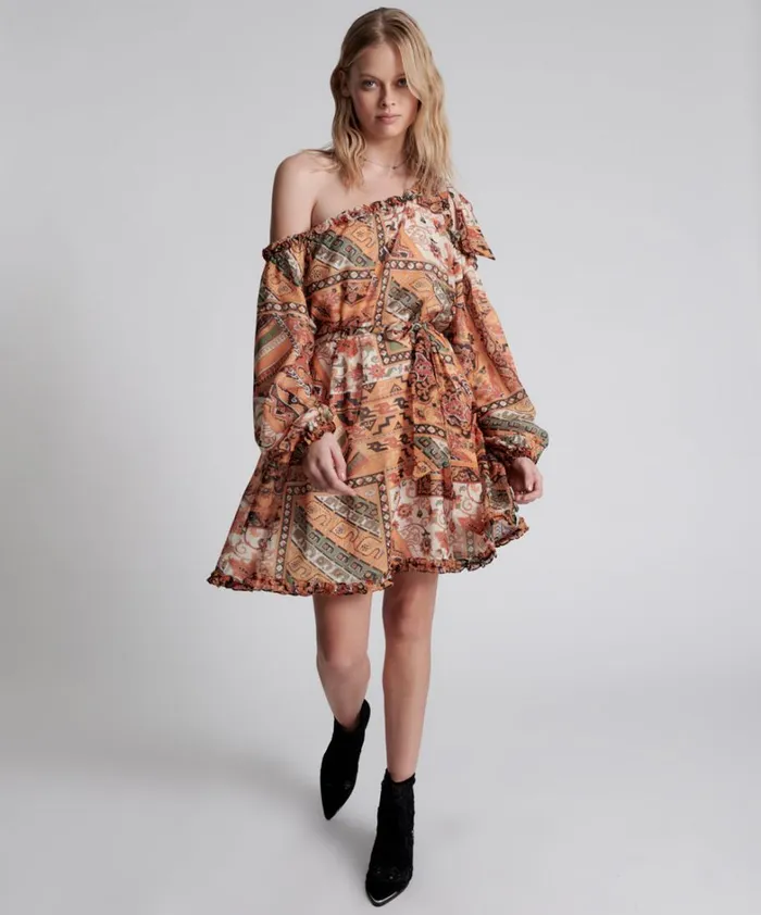 One Teaspoon Mini Dresses BAZAAR PAISLEY ONE SHOULDER DRESS 8211 Women