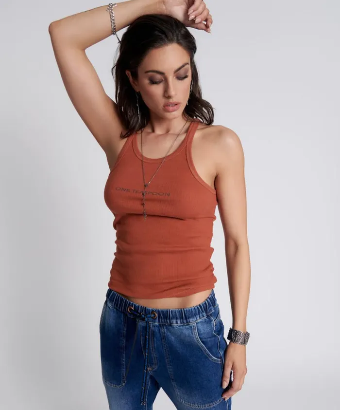 One Teaspoon Tees and Tanks ONE TEASPOON LOGO SINGLET 8211 Women