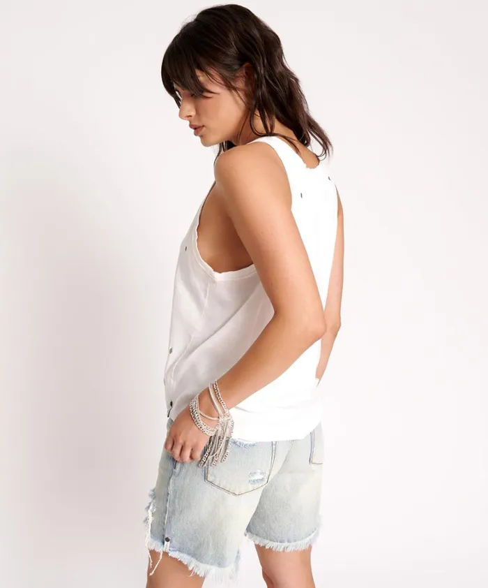 One Teaspoon Tees and Tanks WHITE RIBBED DISTRESSED DADDIO SINGLET 8211 Women One Teaspoon Tees and Tanks WHITE RIBBED DISTRESSED DADDIO SINGLET 8211 Women