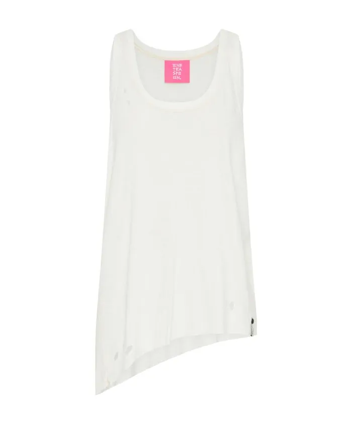One Teaspoon Tees and Tanks WHITE RIBBED DISTRESSED DADDIO SINGLET 8211 Women One Teaspoon Tees and Tanks WHITE RIBBED DISTRESSED DADDIO SINGLET 8211 Women
