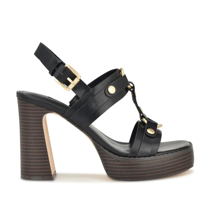 Opell Tailored Platform Sandals Black Women Nine West High Heels