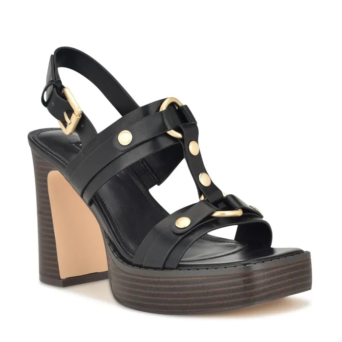 Opell Tailored Platform Sandals Black Women Nine West High Heels Opell Tailored Platform Sandals Black Women Nine West High Heels