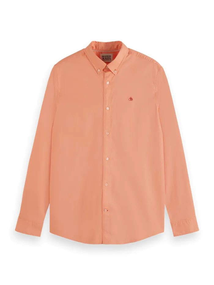 Oxford Solid Coral Reef Men Scotch and Soda Shirts