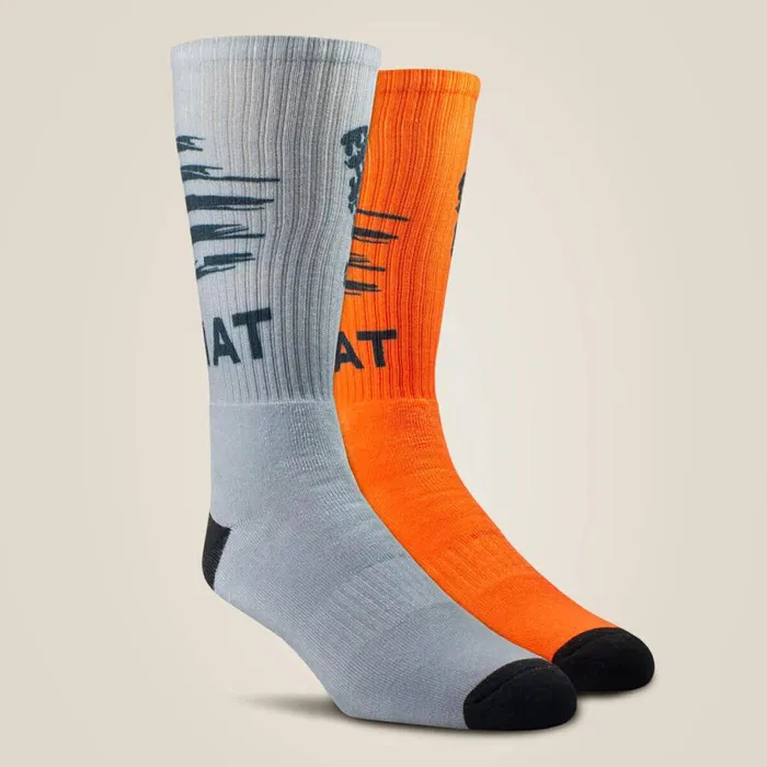 Patriot Graphic Crew Work Sock 2 Pair Multi Color Pack Greyorange Men Ariat Socks