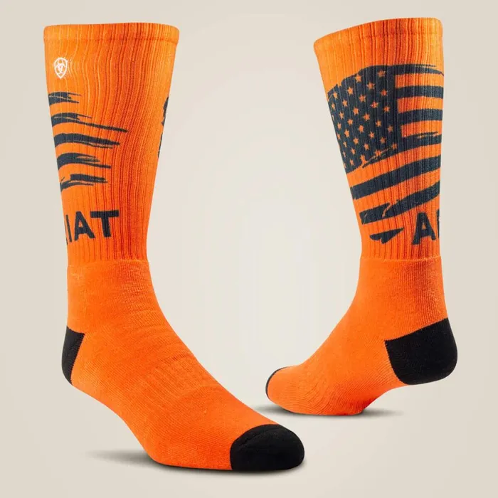 Patriot Graphic Crew Work Sock 2 Pair Multi Color Pack Greyorange Men Ariat Socks Patriot Graphic Crew Work Sock 2 Pair Multi Color Pack Greyorange Men Ariat Socks