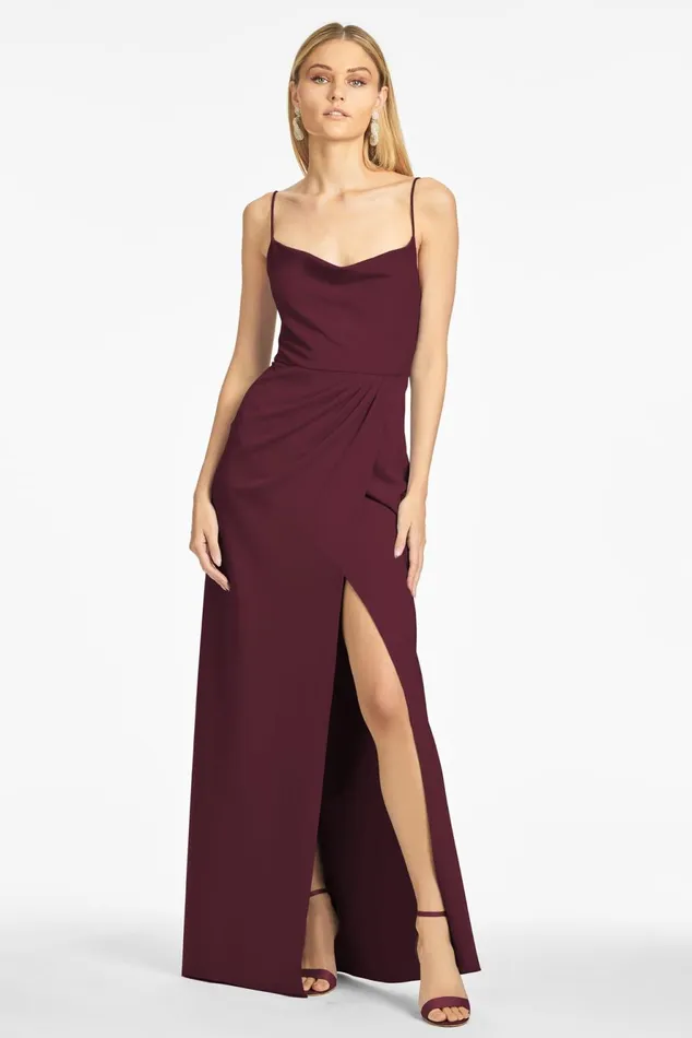 Paulina 4Way Stretch Crepe Gown 8211 Deep Wine Women Sachin and Babi Formal