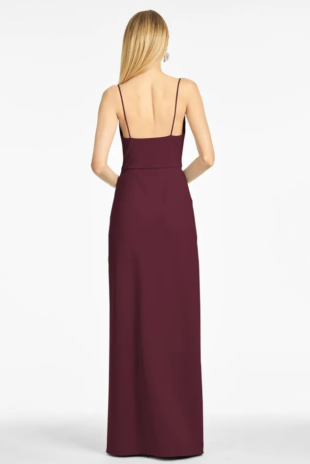 Paulina 4Way Stretch Crepe Gown 8211 Deep Wine Women Sachin and Babi Formal
