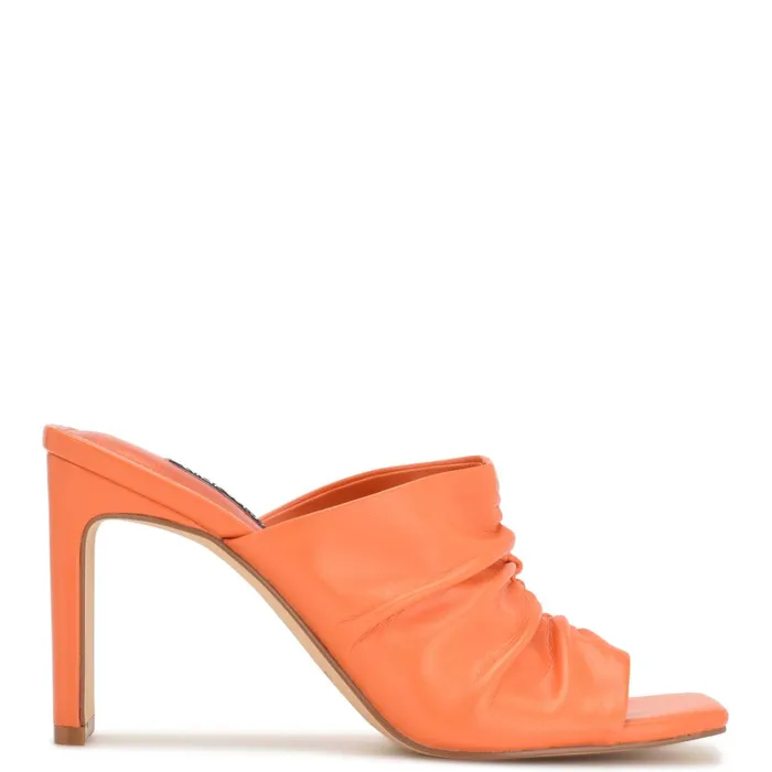 Peary Heeled Slide Sandals Orange Women Nine West Dress